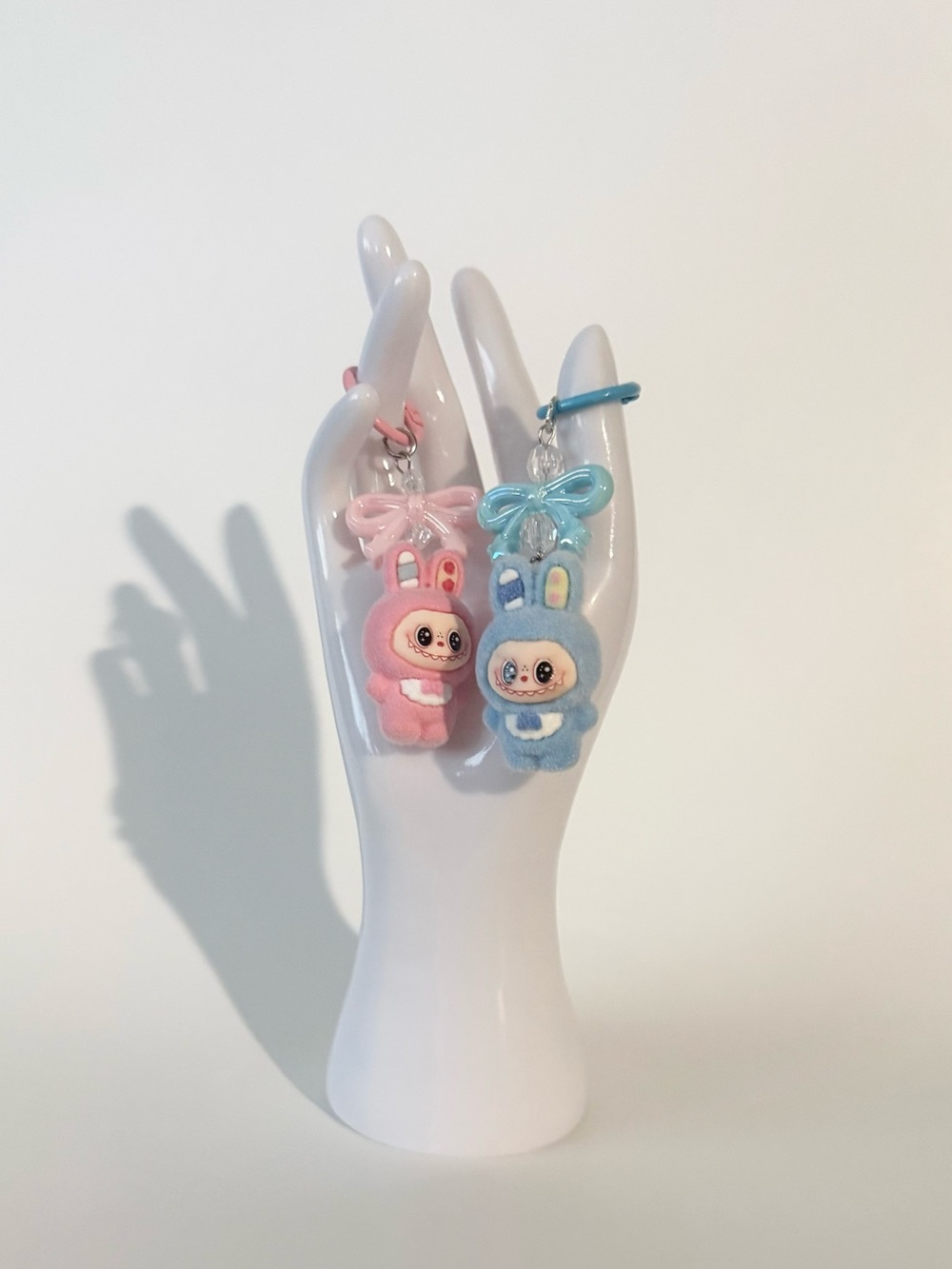 2pc Cute Fluffy Bunny Monster Keychains Creepy Cute Kawaii Plush Bag Charms Set